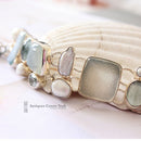 Silver Pearl, Blue Topaz, Aquamarine & Quartz Bracelet