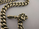 Very Heavy Antique Solid Sterling Silver Albert Pocket Watch Chain & T-Bar Bir 1893