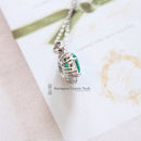 Art Deco Style 18ct White Gold Emerald & Diamond Cluster