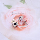 9ct White Gold Sapphire & Diamond Cluster Earrings