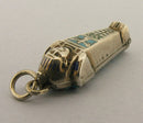 Antique Silver 1920s Egyptian Revival Sarcophagus Charm Opens to Mummy