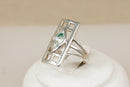 Stylish Kit Heath Sterling Silver & Blue Crystal Charles Rennie Mackintosh Style Ring