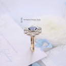 Deco Style 18ct Sapphire & Diamond Cluster Ring