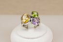 Stunning Bold Sterling Silver Multi-Gem Studio Style Ring