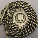 Heavy Antique Solid Silver Double Albert Pocket Watch Chain & Fob Bir 1922