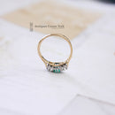 Vintage 18ct Emerald & Diamond 3 Stone Ring