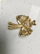Vintage Christian Dior Floral Leaf Brooch with Crystal Glass Stones
