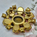 Vintage Pink Paste & Faux Diamond Brooch