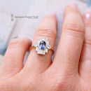 Deco Style 18ct Sapphire & Diamond Cluster Ring