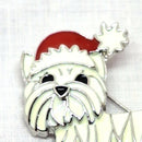 Christmas White Enamel Westie Dog Brooch