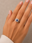 Vintage Silver Natural Tanzanite and White Topaz Square Cluster Ring