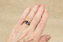 Edwardian 18ct Gold Blue Paste & Topaz Trilogy Ring Chester Hallmark