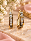 9ct Yellow Gold Cubic Zirconia Full Eternity Hoop Earrings – 18mm