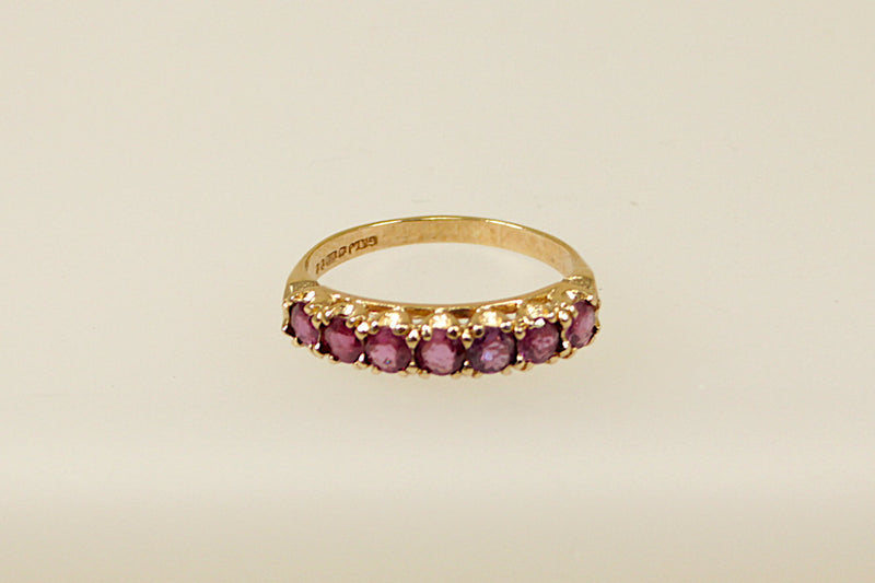 9ct Gold & Pink Topaz Half Eternity Ring