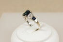 Stunning 14ct White Gold Sapphire & Diamond Art Deco Style Ring