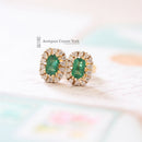 18ct Emerald & Diamond Cluster Earrings
