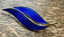 Modern Mid Century Sterling Silver Aksel Holmsen Electric Blue Enamel Leaf Brooch
