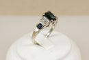 Stunning 14ct White Gold Sapphire & Diamond Art Deco Style Ring