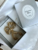 Vintage Christian Dior Large Gold Plated Bow Brooch with CD Box