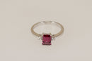 Elegant 18ct White Gold Rhodolite Garnet & Diamond Ring – Birmingham 2004