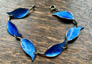 Modern Mid Century David Anderson Sterling Silver Gilt Cobalt Blue Enamel Leaf Bracelet