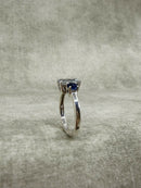 Vintage 925 Silver Blue and White Paste Three Stone Ring
