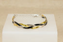 Elegant Vintage Three-Tone Sterling Silver Plaited Bracelet
