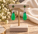 Sterling Silver Jade & Peridot Teardrop Earrings