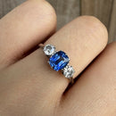 Antique 18ct White Gold & Platinum Sapphire & Diamond Three Stone Ring