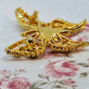 Gold-Tone & Faux Diamond Butterfly Brooch