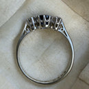 Antique 18ct White Gold & Platinum Sapphire & Diamond Three Stone Ring