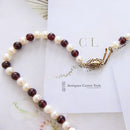 9ct Cultured Pearl & Garnet Necklace