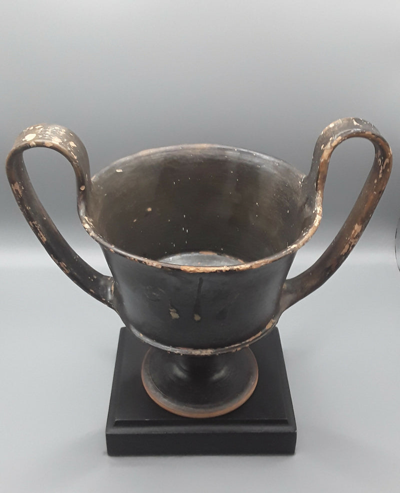 An Ancient Greek ,South Italian, Decorated Blackware Kantharos Drinking Vessel.
