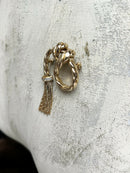 Vintage Christian Dior Gold Plated Rope & Tassel Chain Brooch 1970s