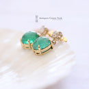18ct Cabouchon Emerald & Diamond Earrings