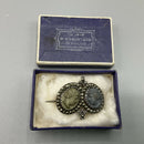 19th Century Silver Lava Cameo and marcasite brooch