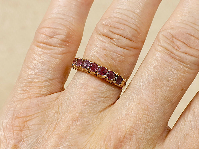 9ct Gold & Pink Topaz Half Eternity Ring