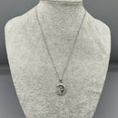 Silver and CZ cat & moon pendant