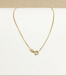 Silver Gilt Lavaliere Victorian Style Garnet and Faux Pearl Pendant & Chain