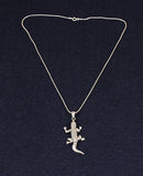 Cute & Finely Made Sterling Silver Gecko Pendant & 16" Snake Chain