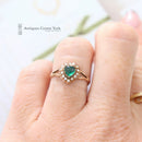 Early Edwardian 9ct Chrysophrase & 1/2 Pearl Heart Ring
