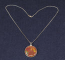 Beautiful Large Sterling Silver & Brown Agate Pendant with 17½-Inch Belcher Chain