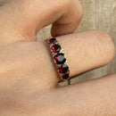 Vintage 9ct Gold Graduated Garnet Five Stone Ring