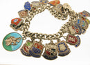 Vintage 1960s Silver Shield Souvenir Travel Charm Bracelet 22 Charms 46 grams