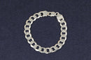 Silver Flat Curb Link Bracelet with Lobster Clasp
