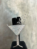 Vintage Butler & Wilson Crystal Cocktail Glass Brooch – Signed B&W – Original Box – Statement Designer Jewellery