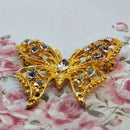Gold-Tone & Faux Diamond Butterfly Brooch