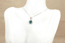 9ct White Gold London Blue Topaz & Diamond Pendant with Chain