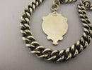 Heavy Antique Solid Sterling Silver Albert Pocket Watch Chain t-Bar & Fob Bir 1918