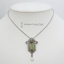 Edwardian Peridot Diamond & Pearl Necklace in Original Fitted Box